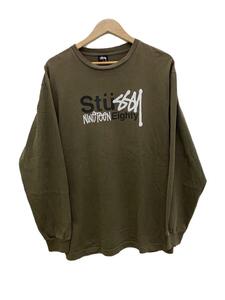 STUSSY◆00s/オールド/NineteenEighty/フロントロゴ/長袖Tシャツ/L/コットン/カーキ