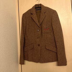 RALPH LAUREN ラルフローレン テーラードジャケット ウール 100%イタリア製　サイズ9 ブレザー ヘリンボーン ブラウン