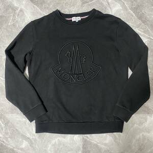 【モンクレール】長袖トレーナー スウェット 極暖!!裏起毛 コットン100% MONCLER ロゴ刺繍 黒/ブラック Lサイズ