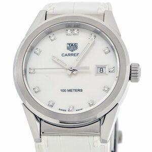 [3 -year Гарантия] Tag Hoire Ladies Carrella WBG1312 с коробки с бриллиантовым индексом белый корпус Quartz Quartz Watch Используется бесплатная доставка