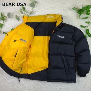 Bear USA　ベアー ダウンジャケット　リバーシブル　ブラック 黒 イエロー 黄　XL相当 90年代　ダウン　フェザー　ダックダウン　