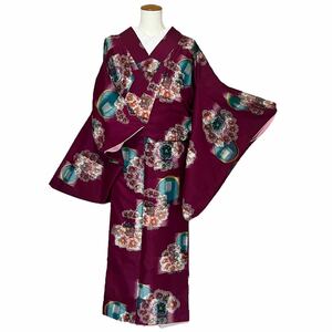 銘仙 小紋 袷着物 着物 きもの カジュアル着物 リサイクル着物 kimono 中古 仕立て上がり 身丈149cm 裄丈61.5cm