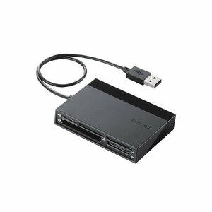 【vaps_7】【中古品】エレコム カードリーダー USB2.0 2倍速転送 USB2.0ハブ 3ポート付 ケーブル一体タイプ ブラック MR-C24BK 送込