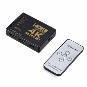 【vaps_3】5入力1出力 HDMI切替器 リモコン付き HDMIセレクター 分配器 4K 3D映像 送込