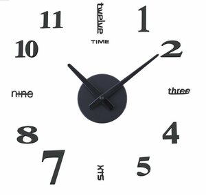 【vaps_7】DIY 壁時計 ウォールクロック ウォールステッカー 《オールブラック》 70cm 掛け時計 壁面 手作り おしゃれ 時計 送込