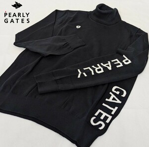 ★新品正規品秋冬 PEARLYGATES/パーリーゲイツカシミヤタッチ タートルネックニットプルオーバー size6(LL)　カシミヤの様な最高の肌触り！