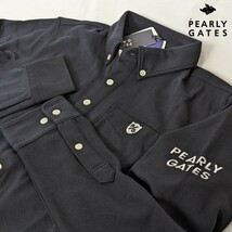 ★新品正規品 PEARLYGATES/パーリーゲイツ スーピマストレッチツイル 長袖ボタンダウン プルオーバーカットソーsize5(L)_画像1