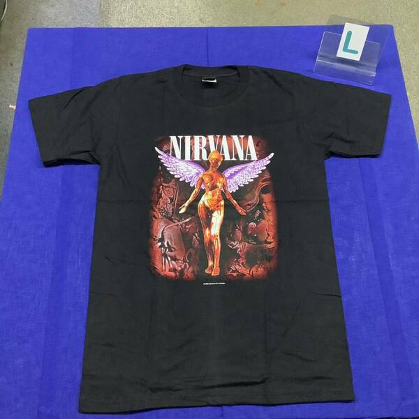 SR14B1. バンドデザインTシャツ Lサイズ　NIRVANA ② ニルヴァーナ 半袖Tシャツ ロックTシャツ