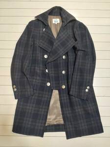 【イタリア製 美品 サイズ48 2007AW】ヴィヴィアン ウエストウッド マン 紺チェック コート Vivienne Westwood MAN