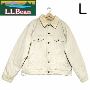 輸入古着 L.L.Bean エルエルビーン ダック地 裏ボア ジャケット アイボリー オーバーサイズ ボアジャン ヘビーアウター