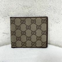 【贅沢品の極み】GUCCI グッチ　折り財布 カードケース　GG キャンバス　レザー　本革　ベージュ　ブラウン　総柄_画像2