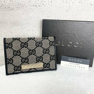 【新品未使用品】GUCCI グッチ　カードケース パスケース　定期入れ　GG 総柄　キャンバス　レザー　本革　ブラック　ブラウン