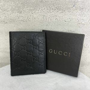 【贅沢品の極み】GUCCI グッチ　折り財布 カードケース　お札ケース　GG シマ　レザー　本革　ブラック　総柄