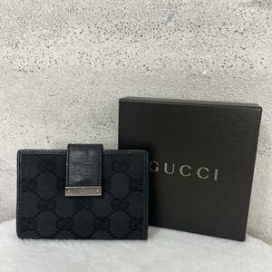 【贅沢品の極み】GUCCI グッチ　カードケース パスケース　定期入れ　GG 総柄　キャンバス　レザー　本革　ブラック　