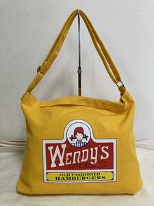 【美品】Wendy’s ウエンディーズ アメカジ帆布ショルダーバッグ イエロー アメリカ雑貨 可愛い お洒落 激安！