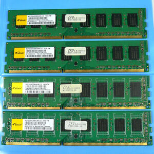 デスクトップPC用メモリー4　DDR3-1333 (PC3-10600) 2GB 4本 計8GB　CFD販売 elixir Nanya　W3U1333Q-2G x4　M2Y2G64CB8H 中古 両面 UDIMM