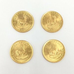 K22　南アフリカ共和国　クルーガーランド金貨　1/4oz　4枚まとめ　総重量33.9g【BKAA3066】