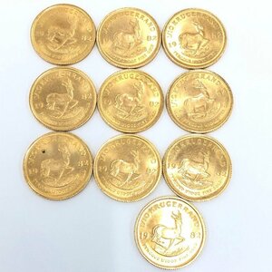 K22　南アフリカ共和国　クルーガーランド金貨　1/10oz　10枚まとめ　総重量33.8g【BKAO6038】