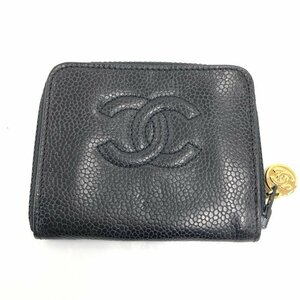 CHANEL　シャネル　ココマーク　キャビア　コインケース　4646013　ブラック　箱　ギャラ付き【BKAY6012】