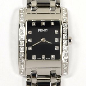 FENDI フェンディ 7000L ダイヤベゼル ブラック 黒文字盤 SS レディース クォーツ 中古美品