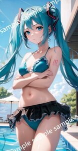 ▲初音ミク ボカロ ビキニ17824▲オリジナル▲超大バスタオル・毛布・タペストリー・ポスター・抱き枕カバー系★超大105×55cm