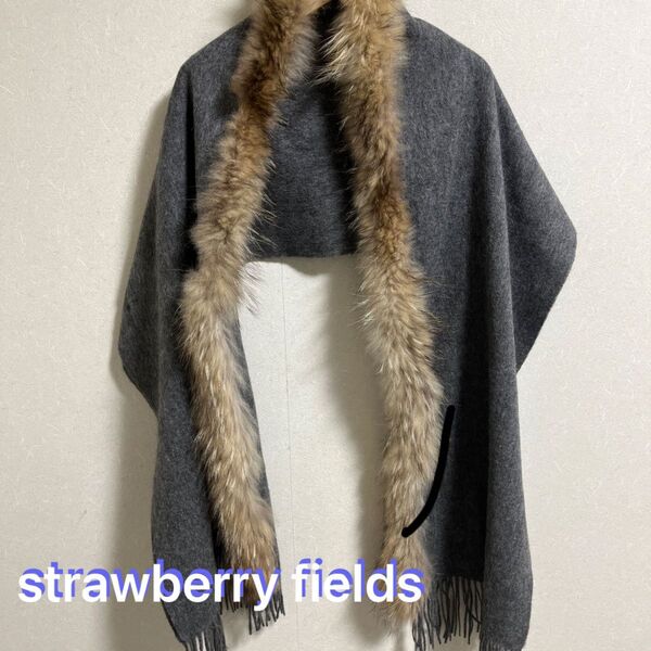 ストロベリーフィールズ strawberry fields ファー付きストール二枚重ね