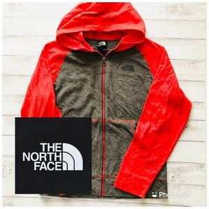 ノースフェイス　THE NORTH FACE ボーイズL ツートーン　フリースジャケット　フリースパーカー　杢チャコール×オレンジ