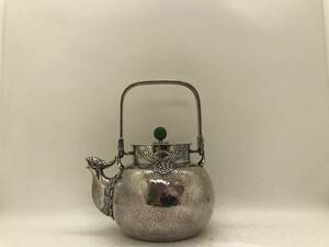 純銀製　蔵六　獣口湯沸　銀瓶　煎茶道具　美術品　時代物箱付　