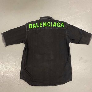 ☆BALENCIAGA バレンシアガ☆【571368 TBP19】バックロゴ ショートスリーブ デニムシャツ