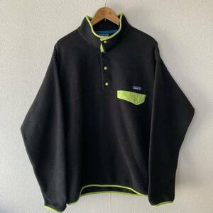 1円 patagonia シンチラ　フリース　スナップT パタゴニア フリースジャケット ブラック　蛍光グリーン　Lサイズ　FA15 2015年　