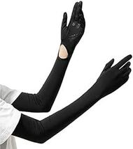 ブラック KondaTech アームカバー レディース UPF50+ UVカット率98％ 接触冷感 吸汗速乾 ロングUV手袋 ひ_画像1