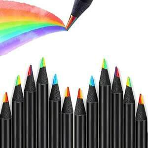タイプC YFFSFDC 色鉛筆7in1 ブラックウッド レインボー鉛筆カラフル色鉛筆スケッチ、芸術、塗り絵、着色、学生用7色芯