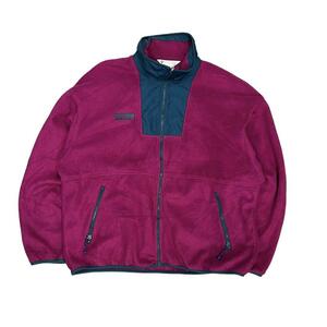 【XXL】USA 古着 90s USA製 コロンビア Columbia 90年代 ハーフジップ フリースジャケット ピンク