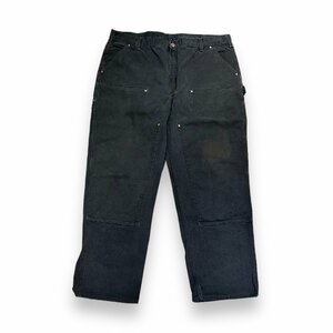 [W42] USA old clothes Carhartt Carhartt painter's pants double knee black 42 -inch BIGSIZE