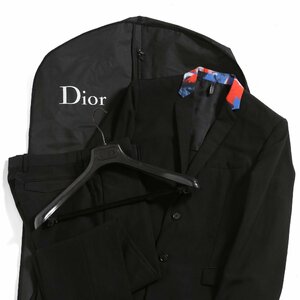 1円 DIOR HOMME / 14SS 美品 デザインカラー スーツ セットアップ / ウール / スリム / ジャケット 48 パンツ 46 黒 / ディオールオム