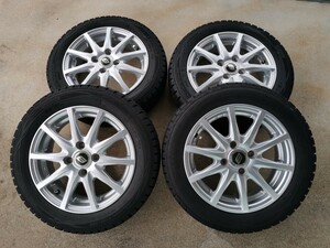 送料無料 スタッドレスタイヤホイールセット中古155/65R14インチ ムーブ タント ワゴンR等にDUNLOP WINTER MAXXWM01