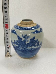 唐物 中国 古玩 古美術 清時代 小壷 染付 青花 花瓶 煎茶道具 染付 青花 中国