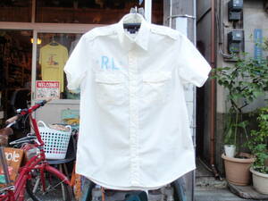 ラルフローレン　ポロジーンズカンパニー　ミリタリー調な白い半袖シャツ　サイズM