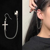 ♪ 片耳用 十字架 ピアス ♪ イヤー カフ フェイク ジュエリー イヤリング オシャレ アクセサリー ピアス 銀 z3_画像6