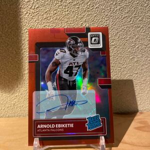 2022 Optic HOLO Red Arnold Ebiketie Rated Rookie AUTO /75 Falcons #261 SP RC NFL サインカード　Panini ルーキーカード