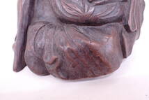 時代物 竹根 精密彫刻 寿老人 置物 高さ19.5cm 飾り物 人物像 骨董 木工芸 古美術品 東洋彫刻 G11105T_画像8