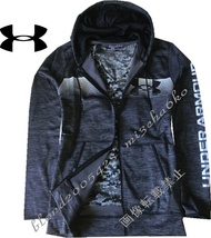 ■新品【UNDER ARMOUR】アンダーアーマーArmour Fleece保温/左腕BIGロゴフルジップパーカーJK■BK/M_画像1