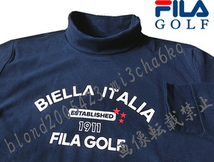 ■新品【FILA GOLF】フィラゴルフ HEAT-INSULATING保温 タートルネック長袖シャツ■NV/LL