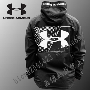 ■新品【UNDER ARMOUR】アンダーアーマー 裏起毛保温 STORM耐久撥水 背面&フードBIGロゴ高機能ジャケット■BK/L