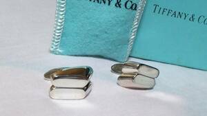 正規美 完全限定! TIFFANY&CO ティファニー ペレット 2連バー型カフス ツインラウンドカフリンクス シルバー925 アンティークボタン 付属有