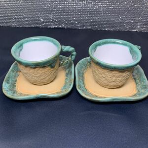 ★大阪堺市/引き取り可★ティーカップ カップ＆ソーサー 茶器 紅茶 珈琲 2客セット 名入り★