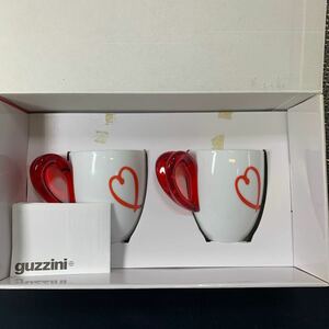 ★大阪堺市/引き取り可★美品 guzzini グッチーニ ペアマグカップ Love 約口径8.5cm 高さ9.5cm ハート柄 外箱付き★