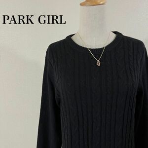 IK195 PARK GIRL パークガール 可愛い ケーブル編み サイドスリットボタン ニットロングワンピース 長袖 