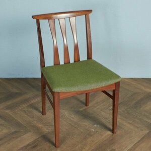 [72123]英国 ヴィンテージ スラットバック ダイニングチェア イス イギリス 北欧 スタイル ミッドセンチュリー 椅子 張替済 布張り 木製