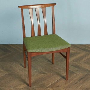 [72122]英国 ヴィンテージ スラットバック ダイニングチェア イス イギリス 北欧 スタイル ミッドセンチュリー 椅子 張替済 布張り 木製
